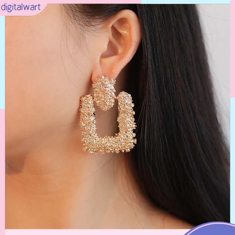 Bông Tai Hình Vuông Bằng Kim Loại Đơn Giản Thời Trang Dành Cho Nữ