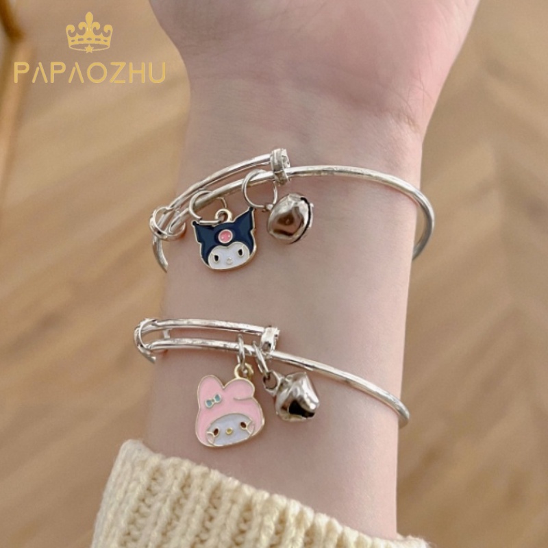 PAPAOZHU Vòng Đeo Tay Bằng Bạc Họa Tiết Cinnamoroll Melody Kuromi Hoạt Hình Dễ Thương Dành Cho Cặp Đôi