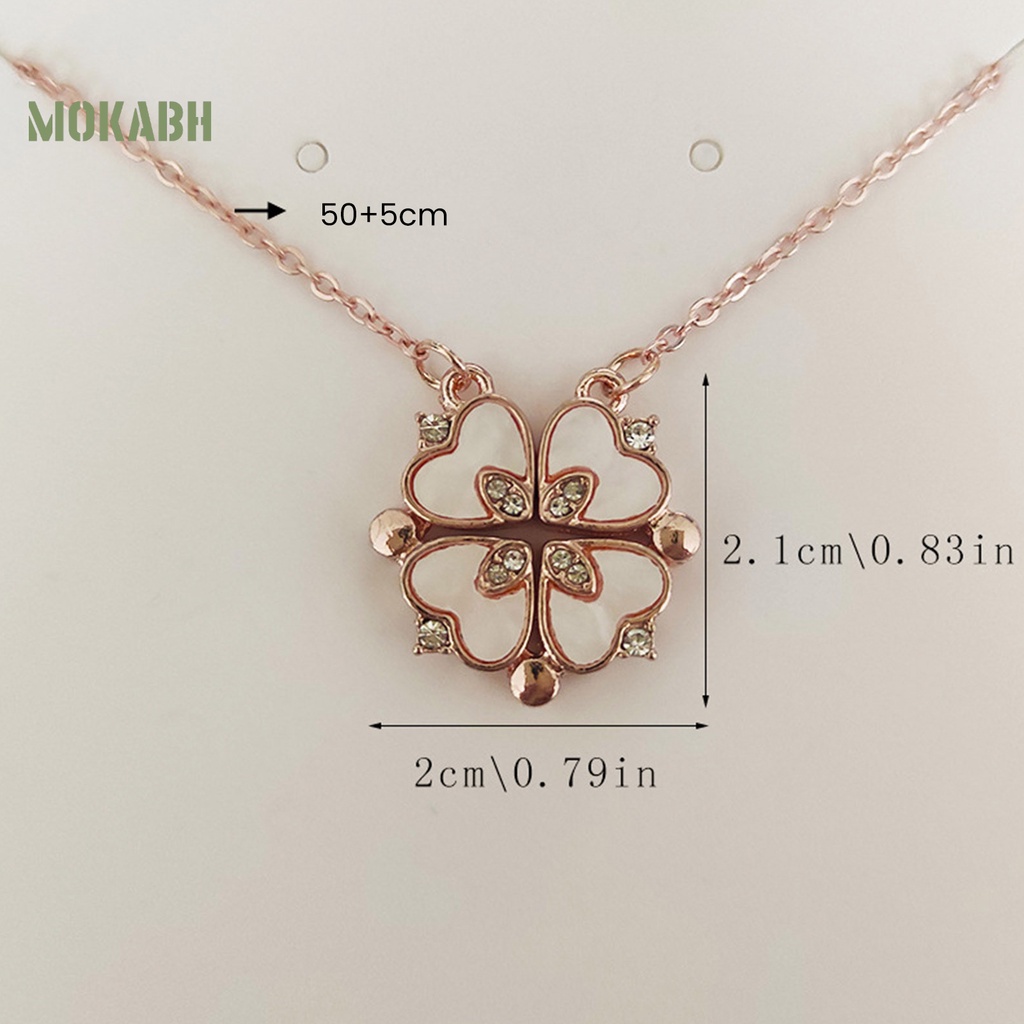 [Mok Abh] Vòng cổ Mặt Hình Cỏ Bốn Lá Đính Kim Cương Giả Thanh Lịch Hợp Thời Trang Cho Nữ