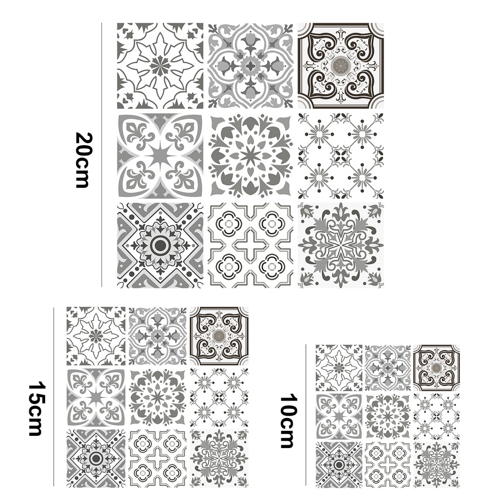 Bộ 10 Miếng Dán Tường Bằng PVC Chống Ẩm Chống Trượt Trang Trí Nội Thất DIY