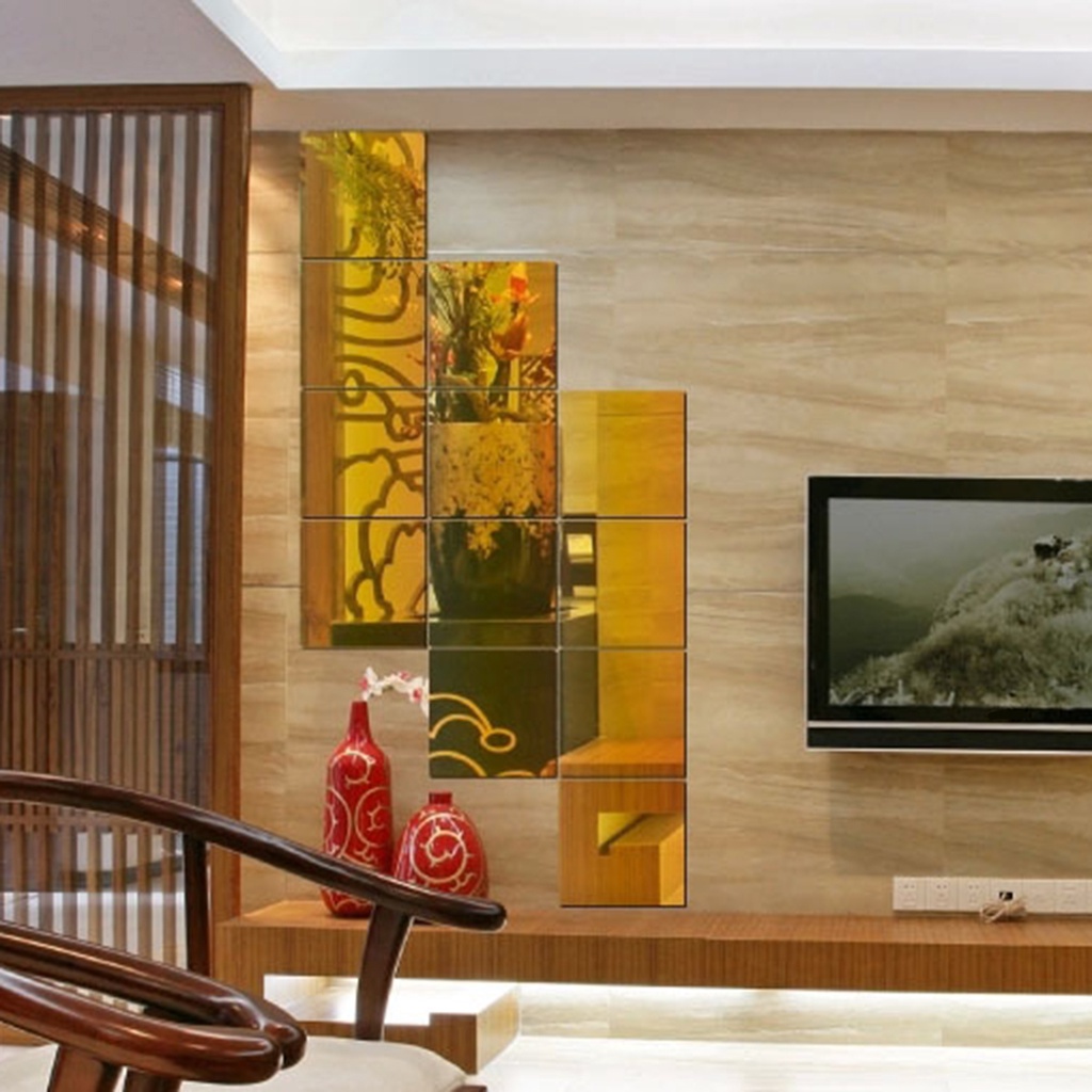 Bộ 9 Miếng Dán Tường Tráng Gương Bằng Acrylic Chống Mòn Có Thể Tháo Rời Cho Nhà Ở