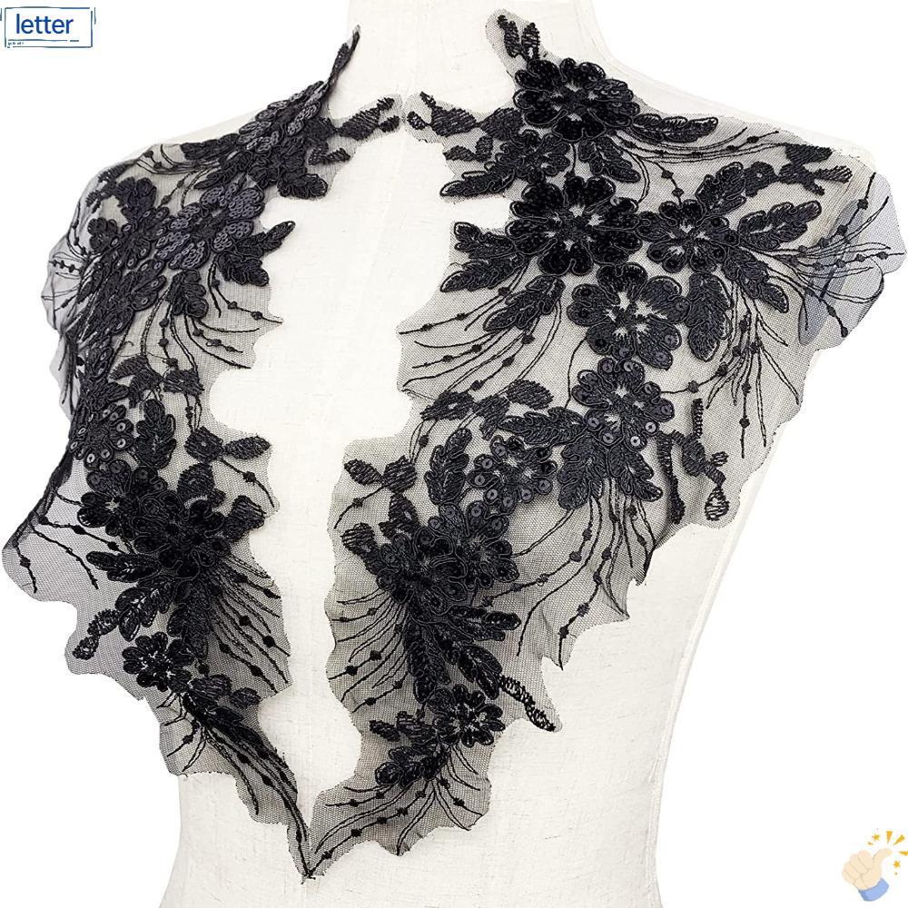 LET Set 2 Cặp Miếng Vá Quần Áo Hình Hoa Đính Kim Sa Lấp Lánh