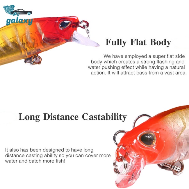 Galaxy Mồi Giả Câu Cá 5.5cm 5g 2 Lưỡi Mắt 3d