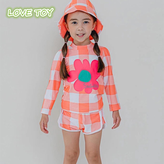 Bộ Đồ Bơi 2 Mảnh Dài Tay Chống Nắng Mau Khô Thời Trang Mùa Hè Cho Bé Gái