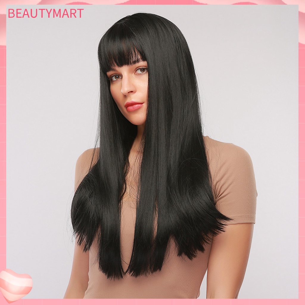 Tóc Giả Nối Dài Thẳng 28 Inch Bằng Sợi Tổng Hợp Kháng Nhiệt Cho Nữ