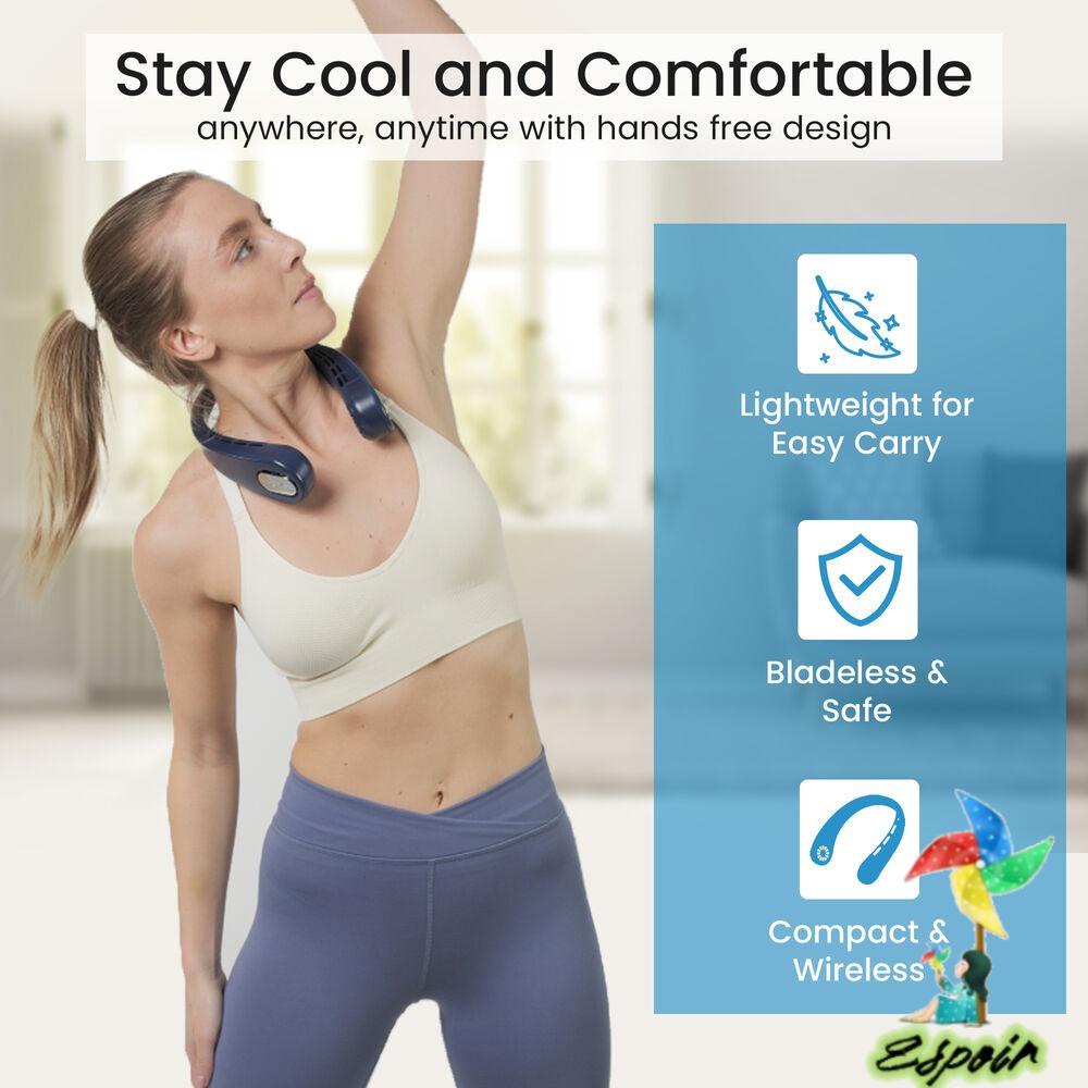 ESPO Quạt Đeo Cổ 4000mAh Có Thể Điều Chỉnh Sạc Lại Bằng Cổng USB Dùng Ngoài Trời Vào Mùa Hè