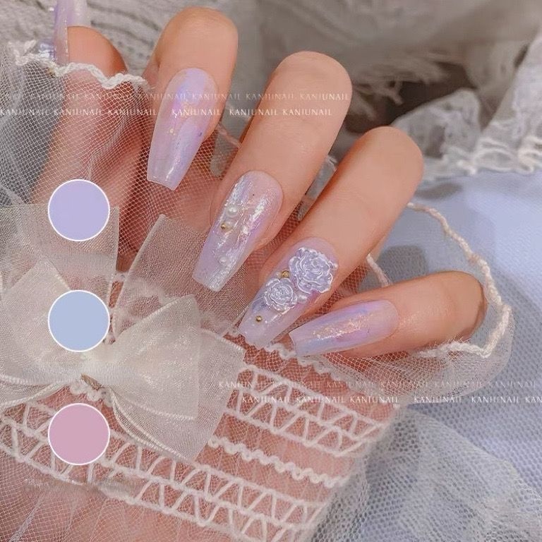 Bộ 50 / 100 Hạt Nhựa Hình Hoa Hồng Lấp Lánh Trang Trí Móng Tay DIY