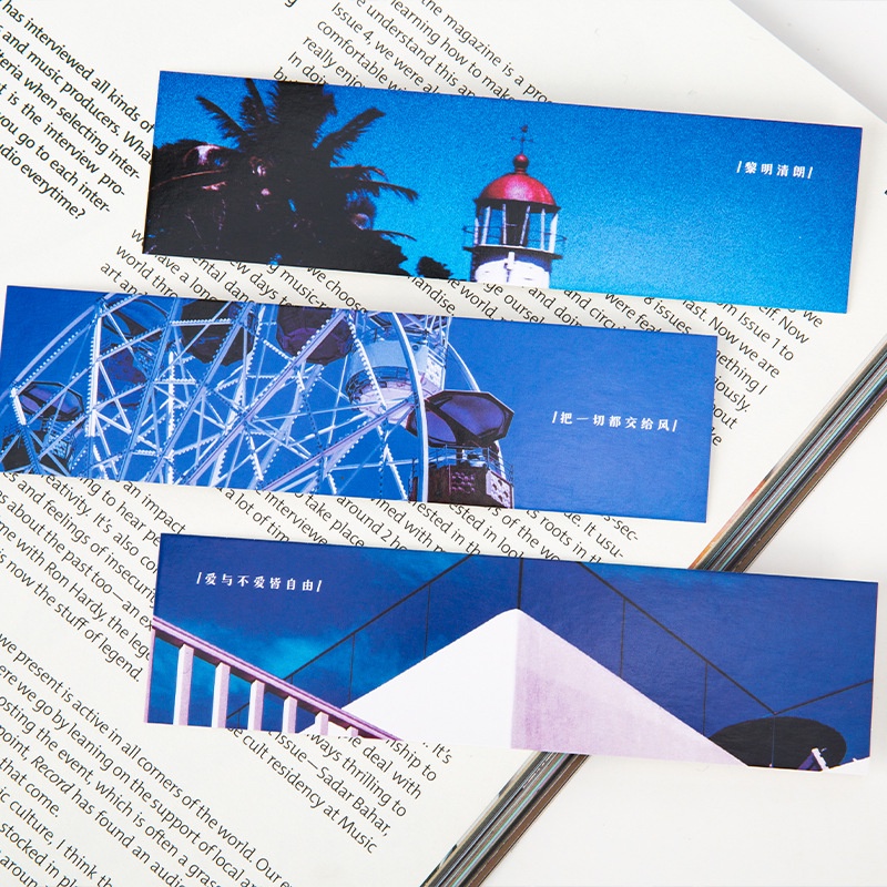 Hộp 30 Thẻ Đánh Dấu Trang Sách Hình Phong Cảnh Sáng Tạo Dùng Làm Đạo Cụ Chụp Ảnh