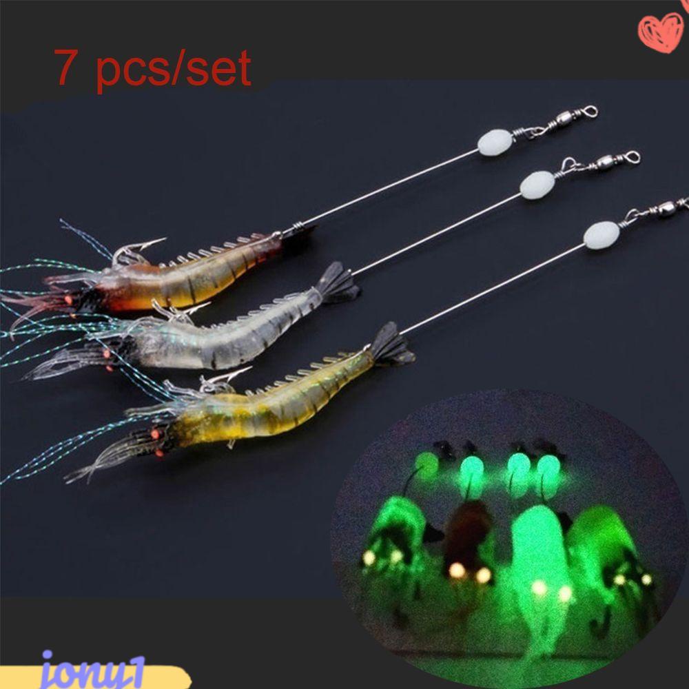 JONYE Bộ 7 Mồi Câu Cá Silicone Hình Con Sâu Phát Quang Kích Thước 9cm / 6g