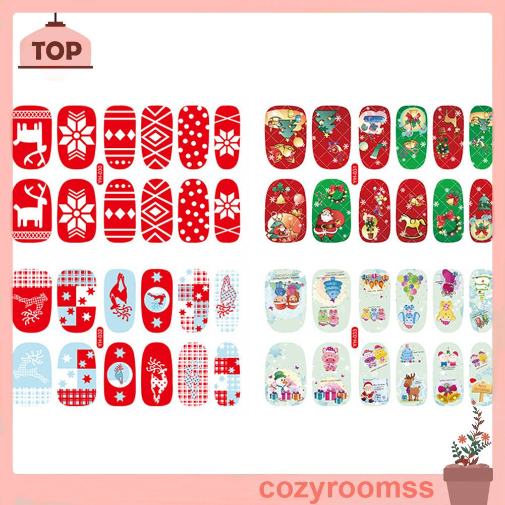 Set 4 Tấm Decal Nước Tự Dính Họa Tiết Giáng Sinh Trang Trí Móng Nghệ Thuật DIY Cho Nữ