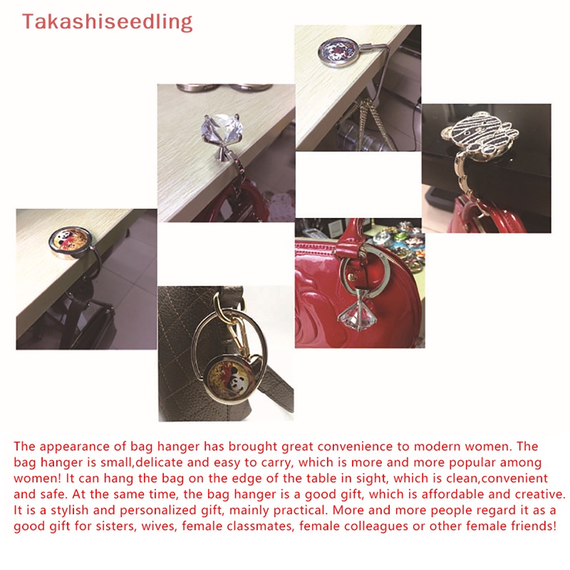 1 Móc Treo Túi Xách Hình Tròn Bằng Pha Lê Gấp Gọn Tiện Dụng