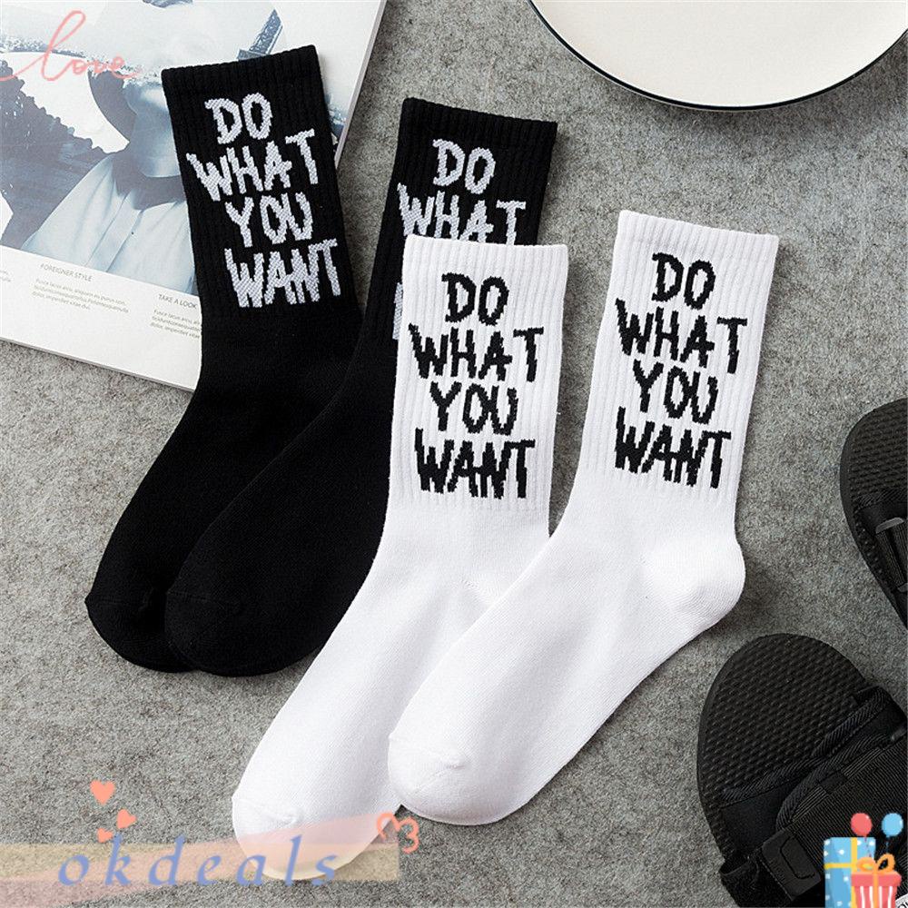 Tất Cotton Cổ Ngắn In Chữ Vui Nhộn Thời Trang Hip hop Đường Phố