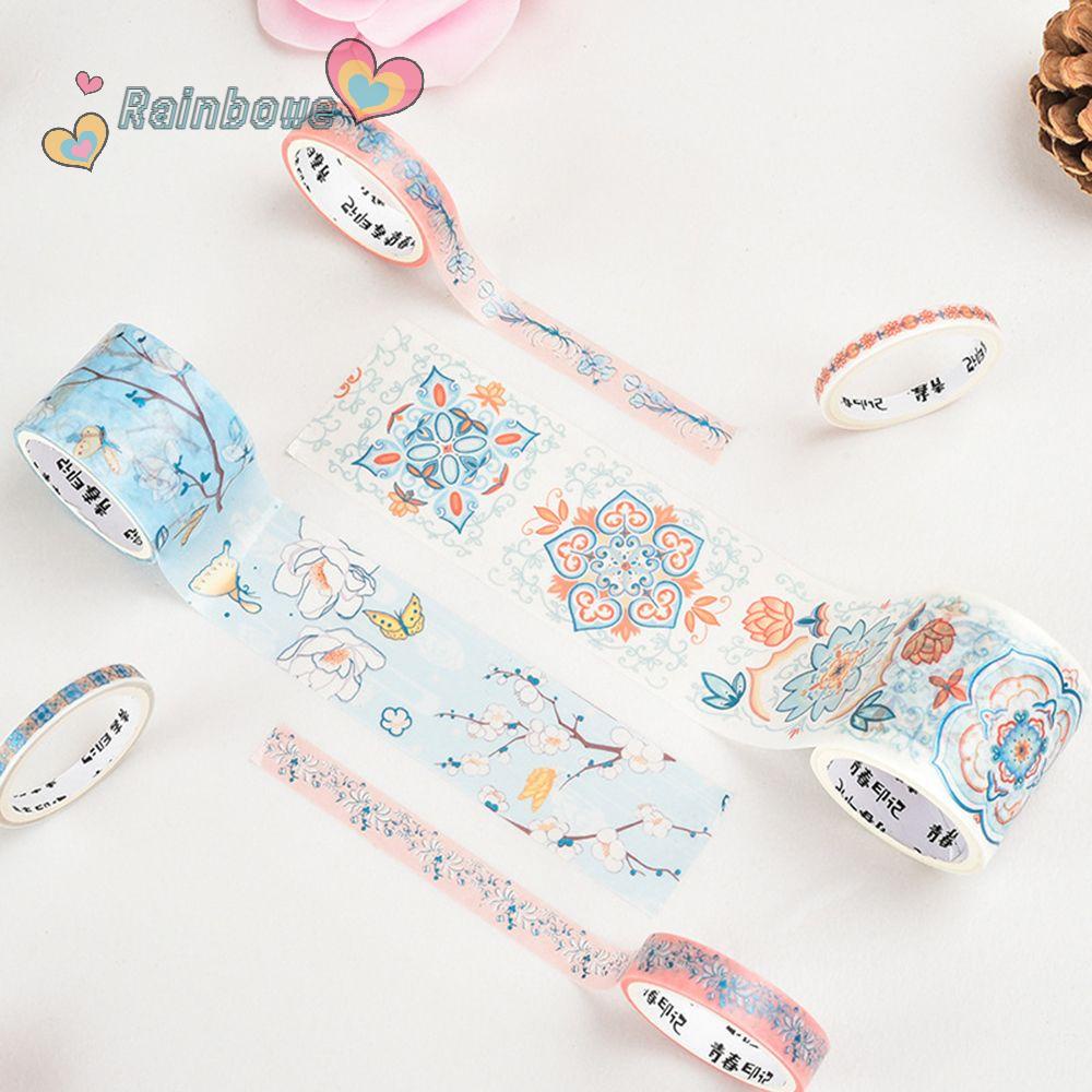 RAINBOW Set 6 Cuộn Băng Dính Washi Chất Lượng Cao Trang Trí Sổ Tay DIY Mới
