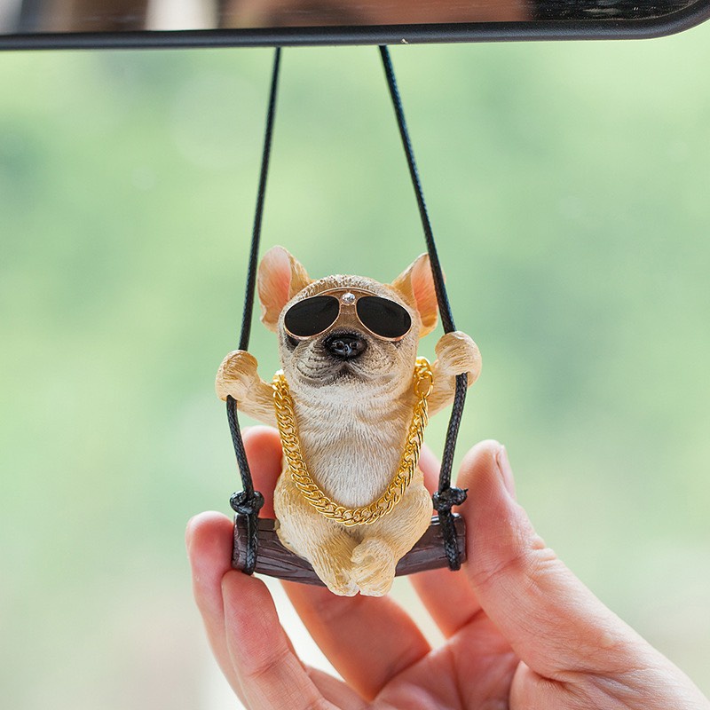 Khánh Treo Gương Thú Cưng,Chú Chó,Mèo Đu Xích Đu Đáng Yêu Trang Trí Xe Hơi Treo Gương Chiếu Hậu - Khải Huy Scar