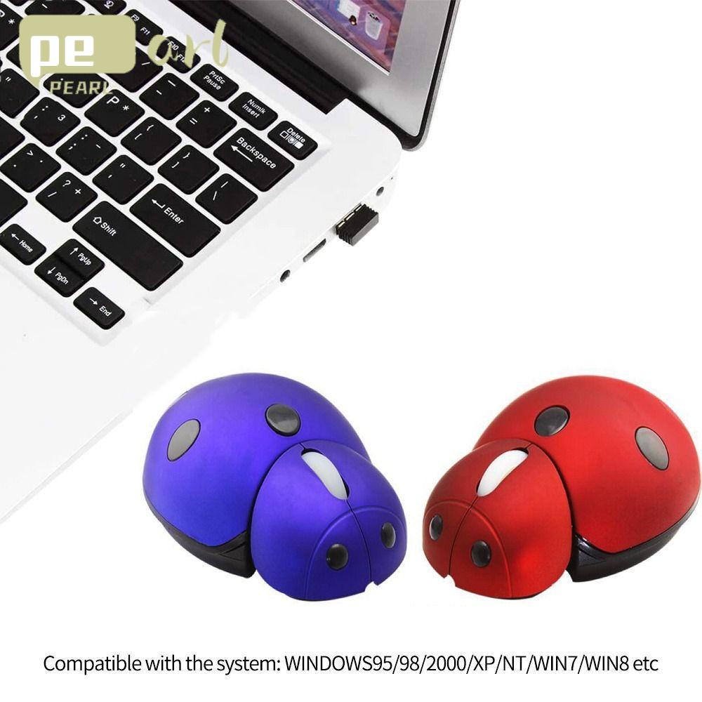 Chuột không dây Chất Lượng Cao Hình Bọ Cánh Cứng Màu Đỏ Xanh Dương Hoạt Hình Cho PC laptop