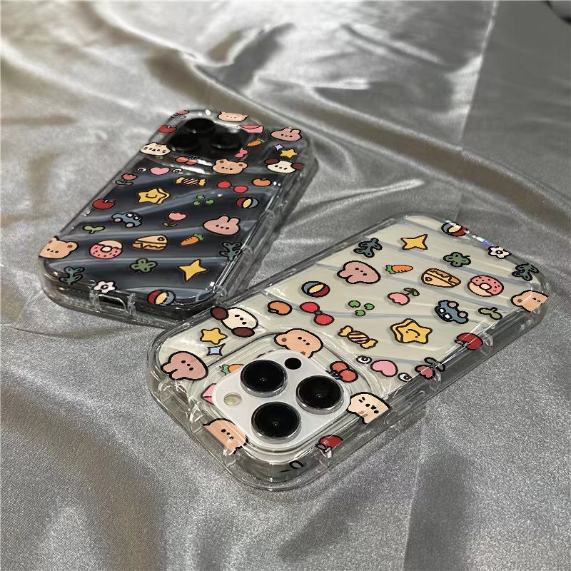 Ốp Điện Thoại Mềm Trong Suốt Họa Tiết Gấu Và Bánh Kem Dễ Thương Cho iPhone14promax 1312 / 11 7 / 8plus xr / sins ELJ9