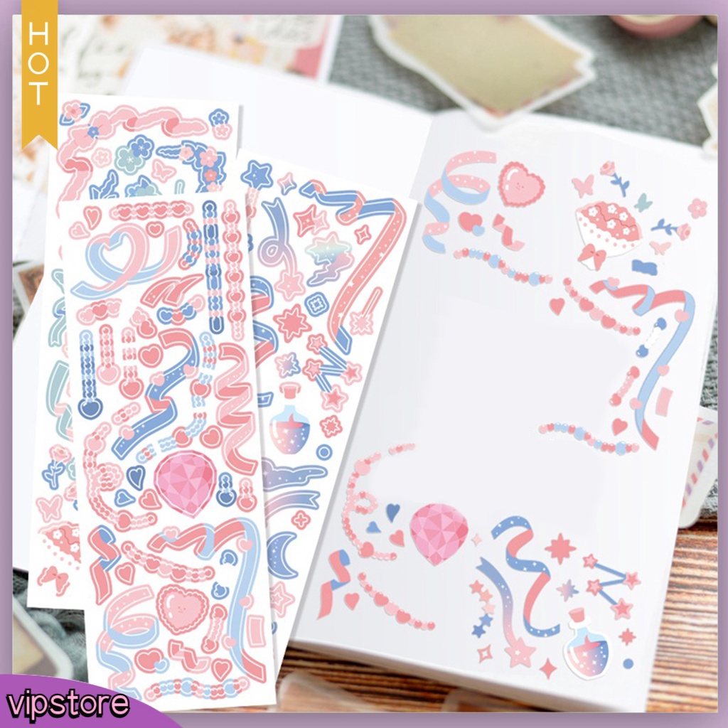 &lt;VIP&gt; 1 Tấm Nhãn Dán PVC Họa Tiết Ruy Băng Sáng Tạo Trang Trí Sổ Tay / Sổ Tay