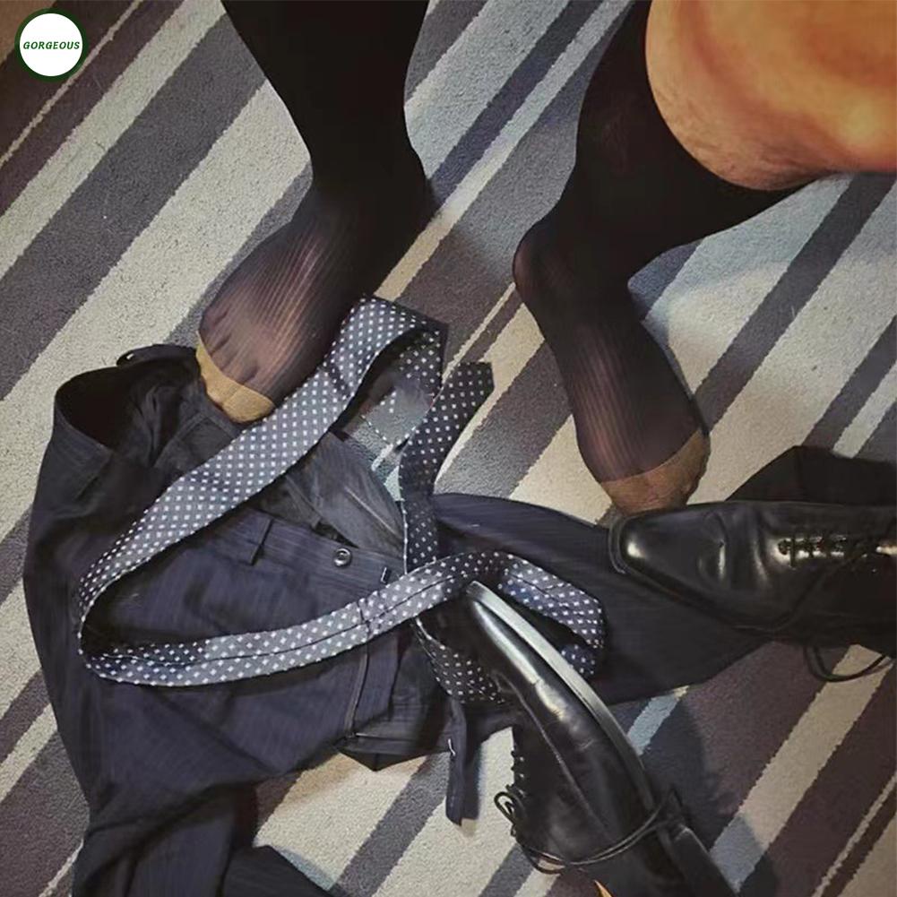 New Coming~Business Striped Knee High Dress Socks for Men 1 Pair of See Through Sheer Socks#Home Essentialses