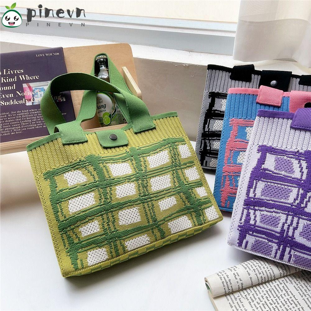 PINEVN Túi Xách Đan Len Đeo Cổ Tay Thiết Kế Mới Thời Trang Dành Cho Nữ