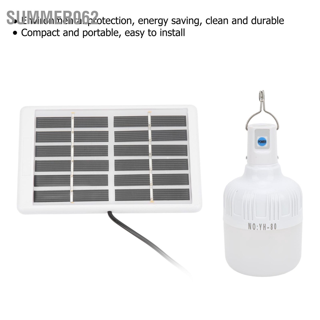 Summer062 Bóng đèn năng lượng mặt trời Đèn LED có thể sạc lại di động 2000mAh 6V cho hộ gia đình Lều cắm trại