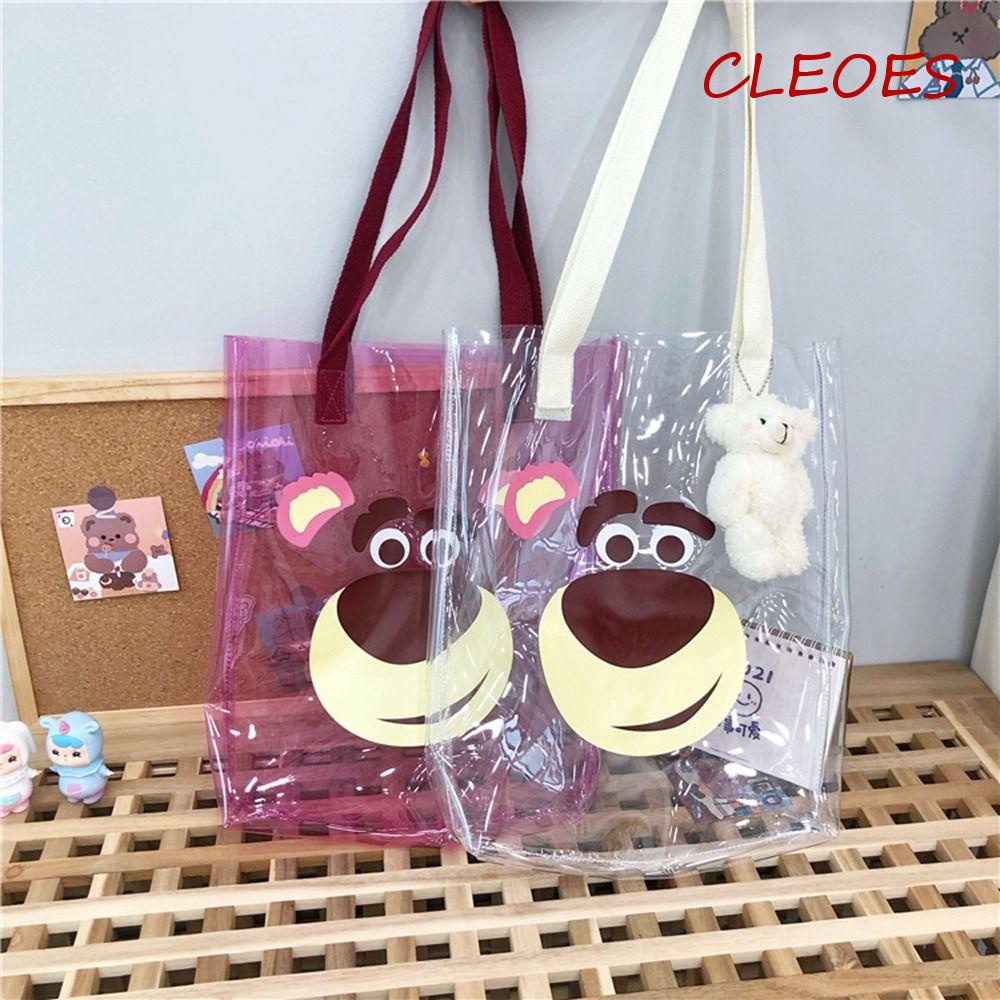 CLEOES Túi Đựng Điện Thoại Bằng PVC Trong Suốt Hình Gấu Và Dâu Tây Dễ Thương Cho Nữ