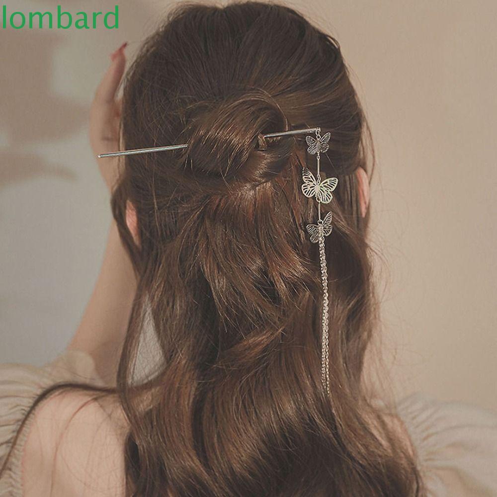 LOMBARD Trâm Cài Tóc Hình Bướm Bằng Kim Loại Đơn Giản Thời Trang Dành Cho Nữ