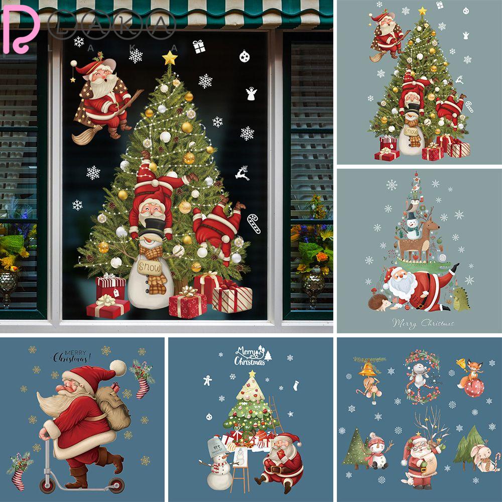 LAKAMIER Miếng Dán Cửa Sổ Trang Trí Giáng Sinh Sáng Tạo Tháo Rời Được