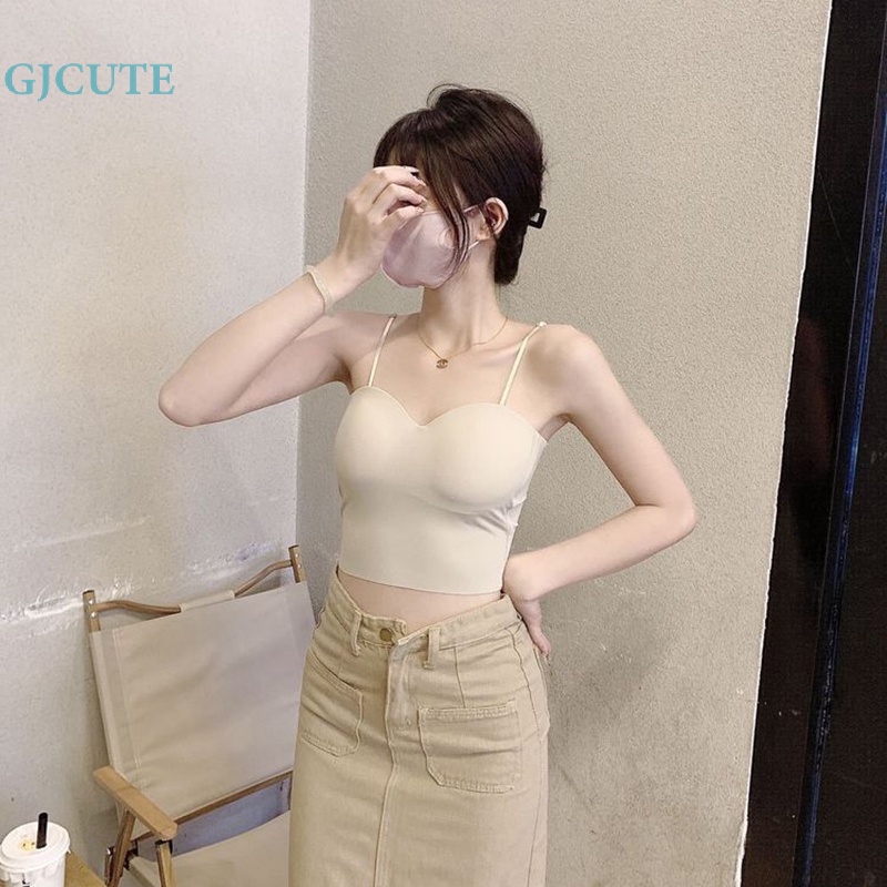 Áo Hai Dây Mỏng Mùa Hè Màu Trơn Có Đệm Ngực Gợi Cảm Cho Nữ