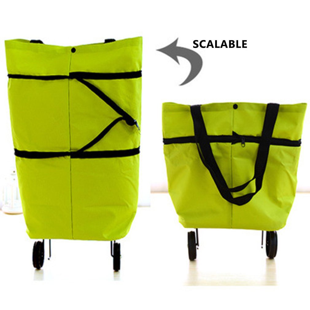 =Christmas=Portable Folding Shopping Bag Oxford Cloth Pull Cart Multifunctional Shopping
