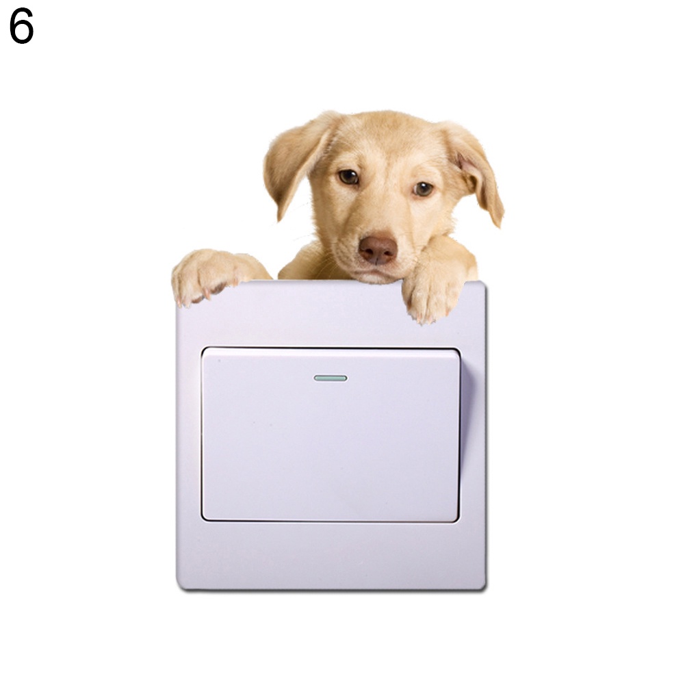 Miếng Dán Trang Trí Công Tắc Hình Chó Mèo Dễ Thương