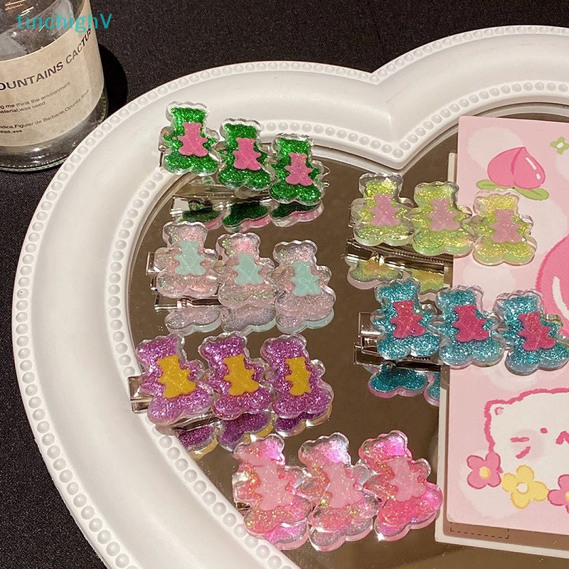 Kẹp Tóc Hình Gấu Nhỏ Lấp Lánh Thời Trang Mùa Hè Cho Nữ