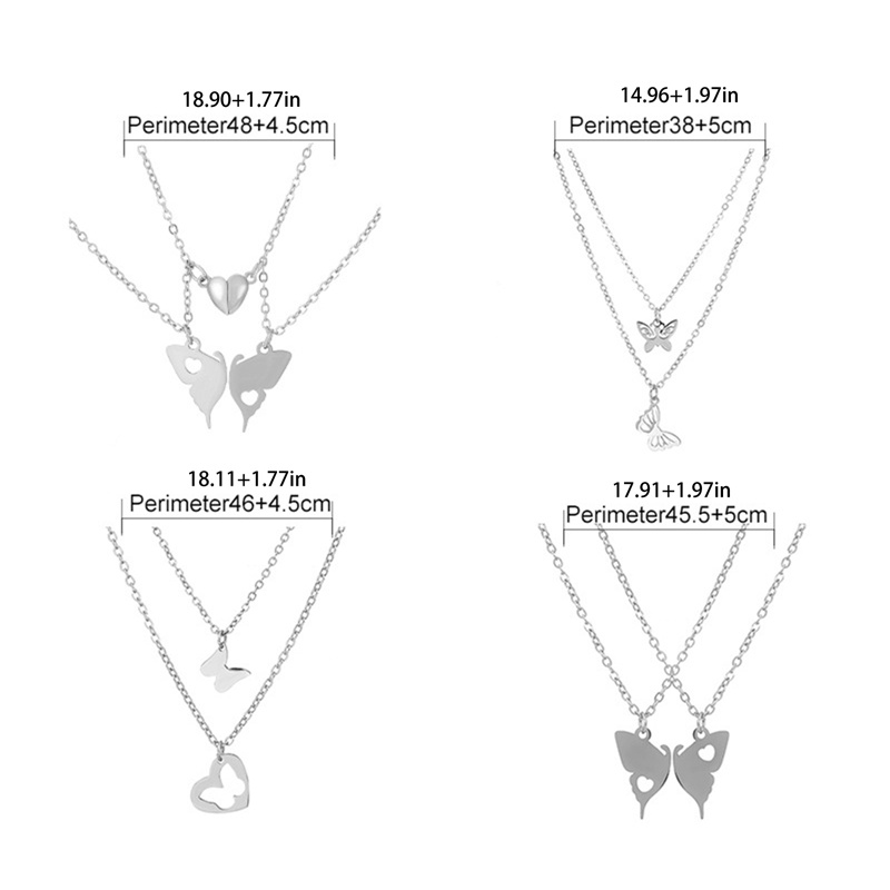 Ygt Vòng cổ Bằng Thép Không Gỉ Mặt Hình Trái Tim Bướm Dễ Thương Cho Nữ