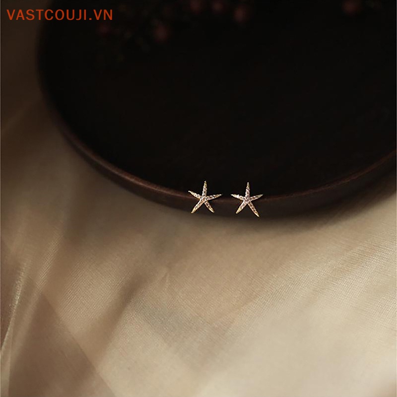 1 Đôi Bông Tai Hình Sao Biển Đính Đá Zircon Phong Cách Hàn Quốc Thời Trang Cho Nữ