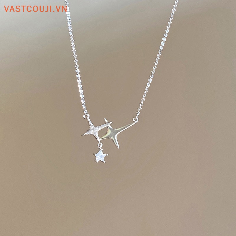 Vòng cổ Mặt Chữ Thập Đính Đá Pha Lê Ngôi Sao Đơn Giản Thời Trang Cho Nữ