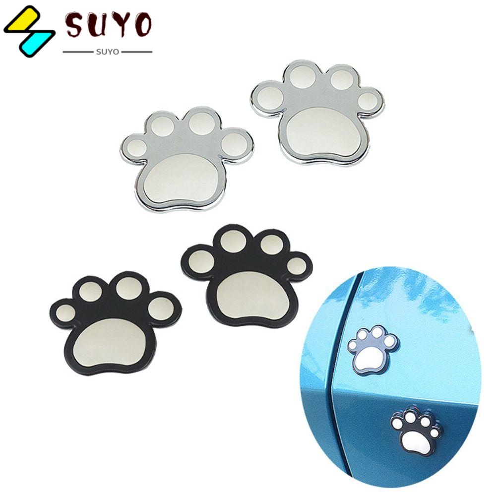 SUYO Bộ 4 Miếng Dán 3D Hình Chân Gấu Chống Va Chạm Trang Trí Cửa Xe Hơi