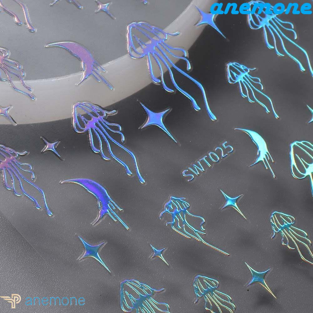 ANEMONE Miếng Dán Trang Trí Móng Tay Hình Ngôi Sao Màu Đồng Cực Quang DIY Dành Cho Nữ