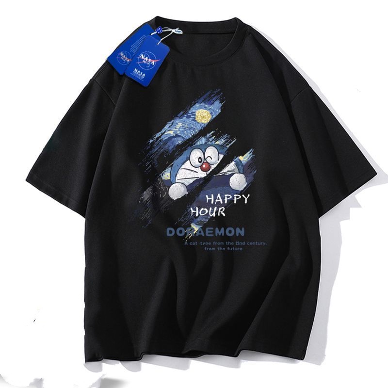 NASA Áo Thun Tay Ngắn In Hình Doremon Dễ Thương Phong Cách Nhật Bản Cho Cặp Đôi
