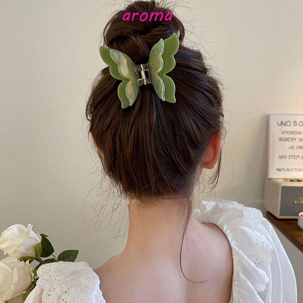 AROMA Kẹp Tóc Càng Cua Hai Lớp Hình Vỏ Sò Phong Cách Hàn Quốc Ngọt Ngào