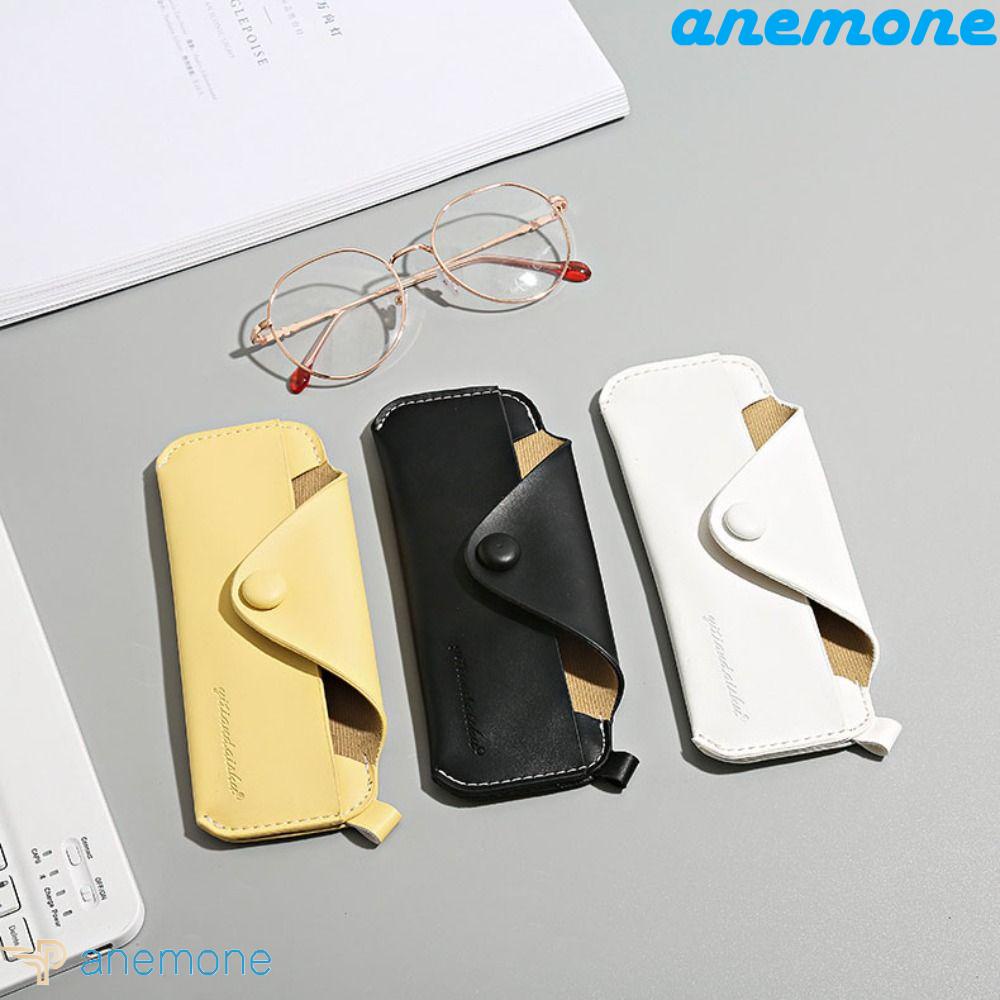 ANEMONE Túi Đựng Mắt Kính Đeo Cổ Bằng Da PU Màu Trơn Chống Thất Lạc Thời Trang Cho Nữ