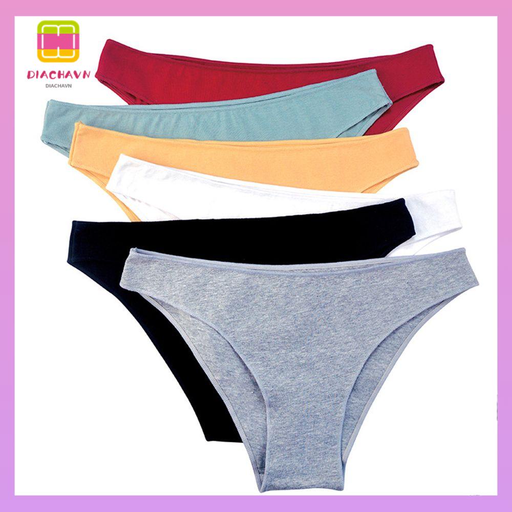 DIACHAVN Quần Lót Cotton Lưng Thấp Màu Sắc Đơn Giản Cho Nữ