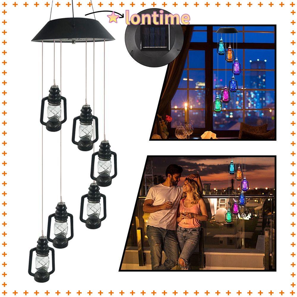 LONTIME Chuông Gió Đèn Dầu Kerosene Sử Dụng Năng Lượng Mặt Trời Chống Thấm Nước Treo Trang Trí Sân Vườn