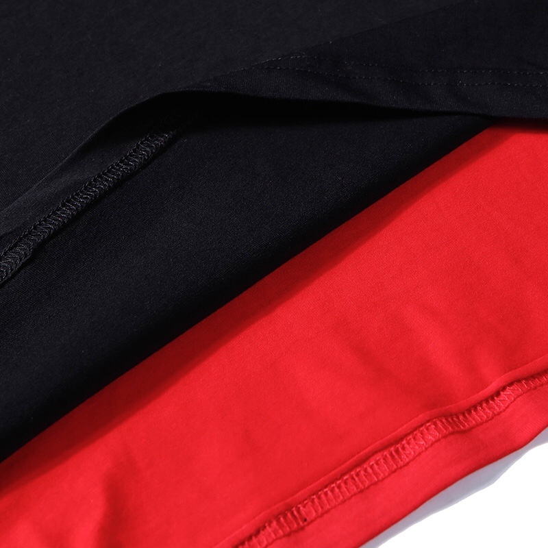 Ma-rc-lo- BEL-ONG Áo Thun Tay Ngắn Màu Đen Đỏ Tương Phản Xu Hướng Thời Trang Đường Phố Chất Lượng Cao Mới Nhất