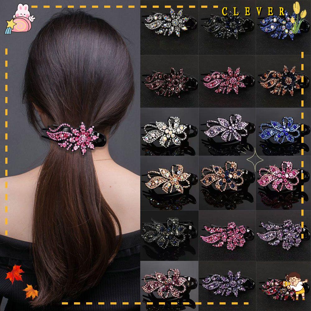 CLEVER Kẹp Tóc Mỏ Vịt Đính Đá Thời Trang 1 Cái