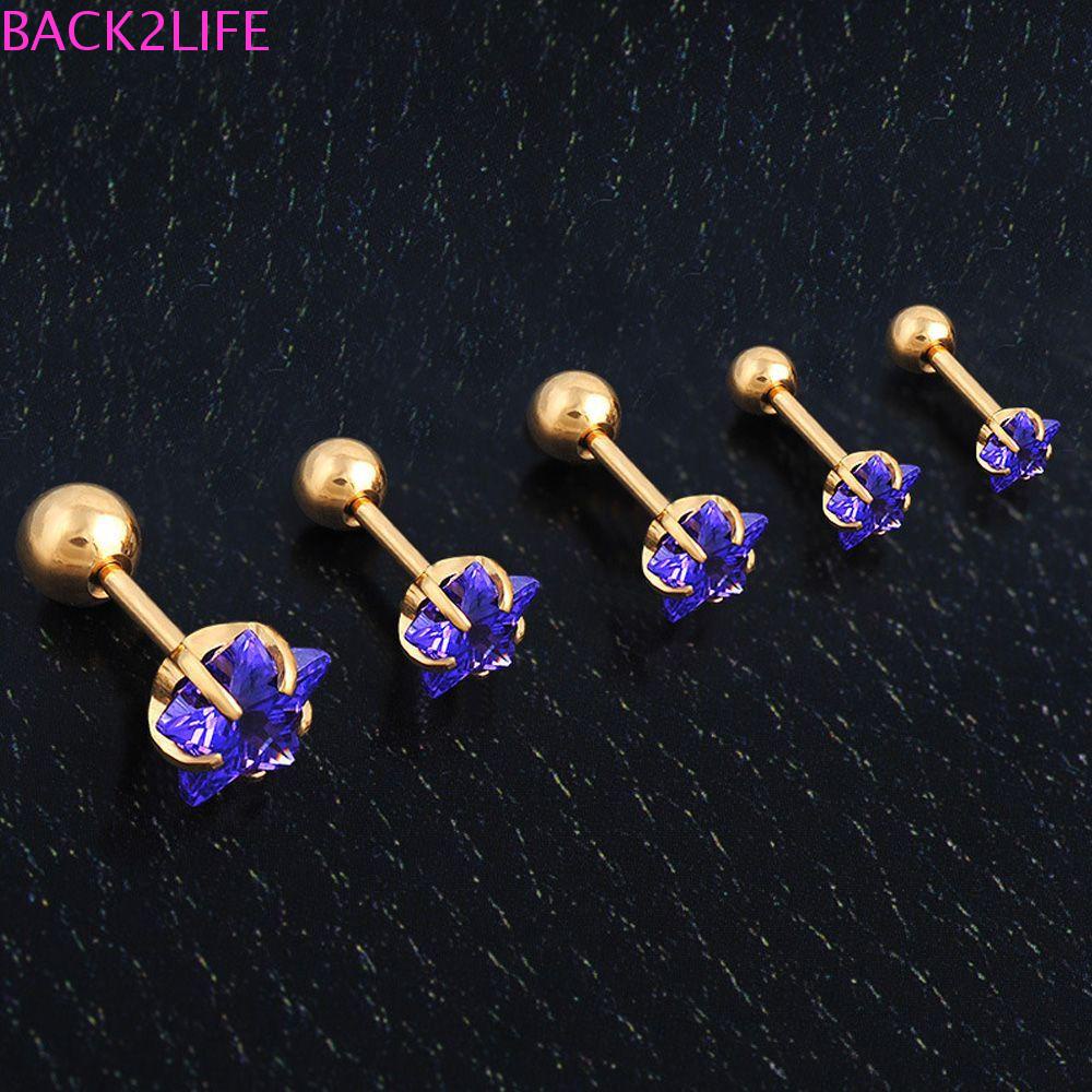 BACK2LIFE 1 Đôi Khuyên Tai Hình Quả Tạ Bằng Thép Không Gỉ