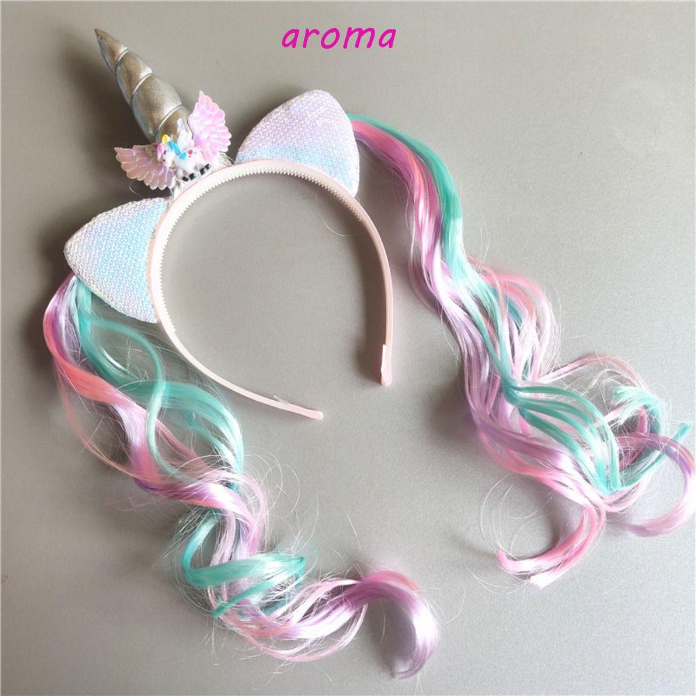 AROMA Tóc Giả Xoăn Đuôi Ngựa Trang Trí Dễ Thương Chất Lượng Cao
