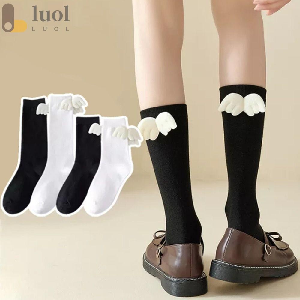 LUOL Vớ Thể Thao Dài Thoáng Khí Hình Đôi Cánh Thiên Thần Màu Trắng Đen Mới Lạ Cho Nữ