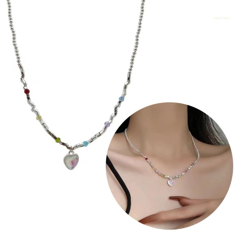 Vòng cổ Mặt Vuông Đính Hạt Pha Lê Trái Tim Phong Cách Hàn Quốc