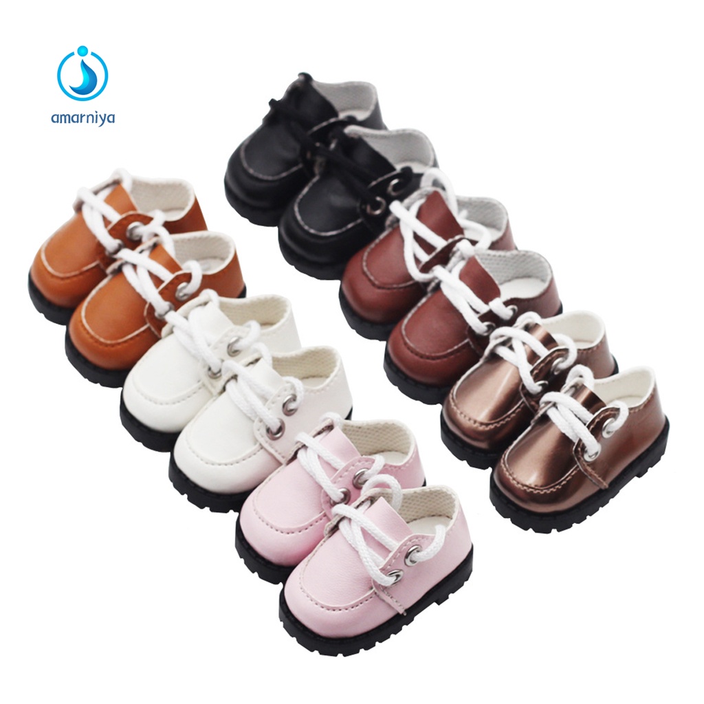 1 Cặp Giày Da Giả Buộc Dây Chống Rách 20cm 14 Inch Trang Trí Nhà Búp Bê