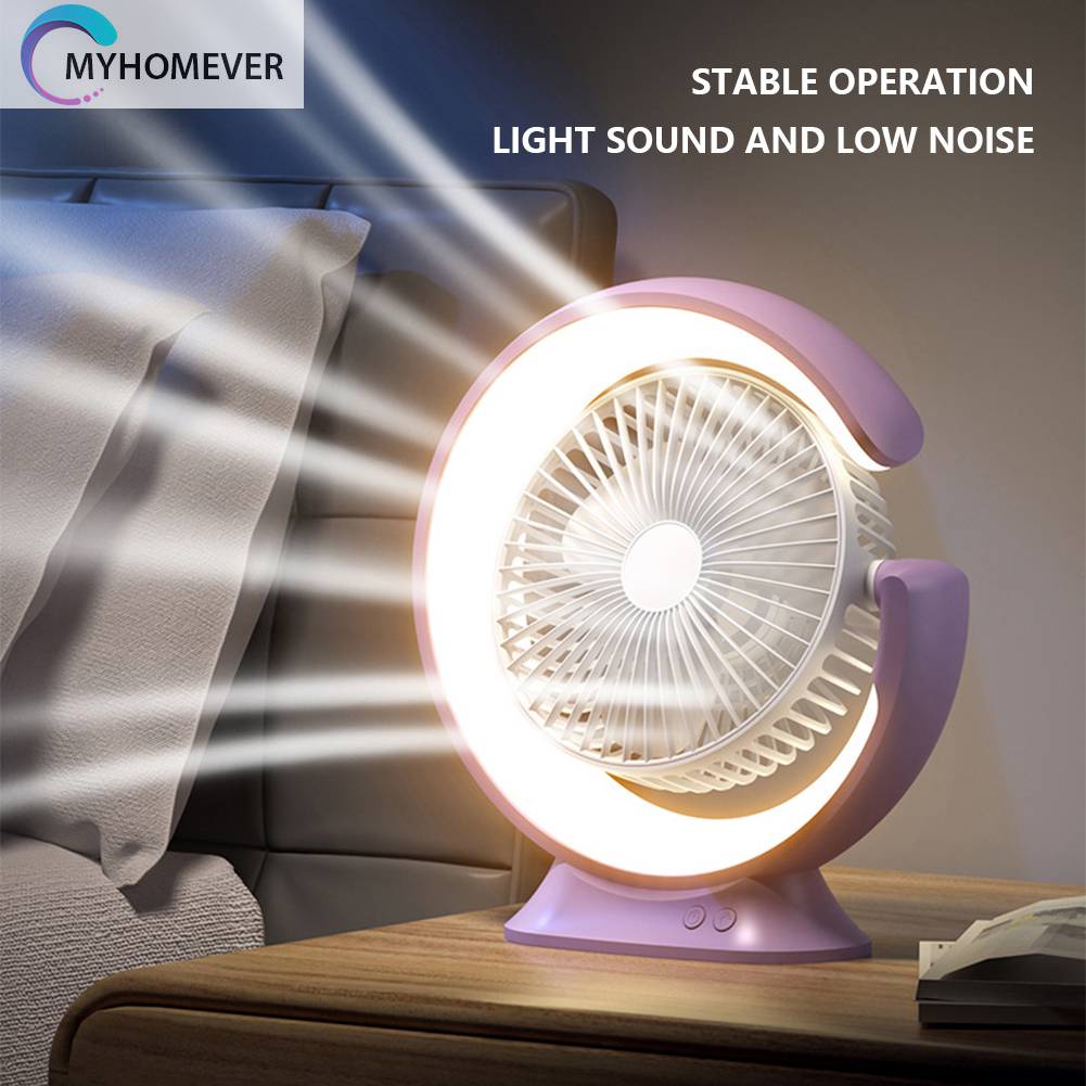 Quạt Điện Để Bàn Làm Mát Có Đèn 3 Bánh Răng Dùng Cho Văn Phòng / Nhà Ở