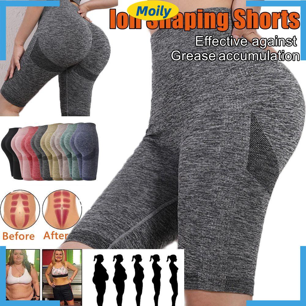 MOILYVN Quần Short Nâng Mông Sợi Xanh Lá Màu Đen Giúp Định Hình Cơ Thể Thon Gọn